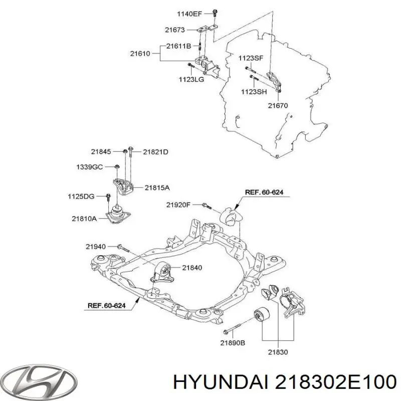 218302E100 Hyundai/Kia coxim (suporte esquerdo de motor)