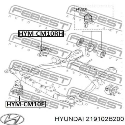 Подушка двигателя передняя Hyundai/Kia 219102B200