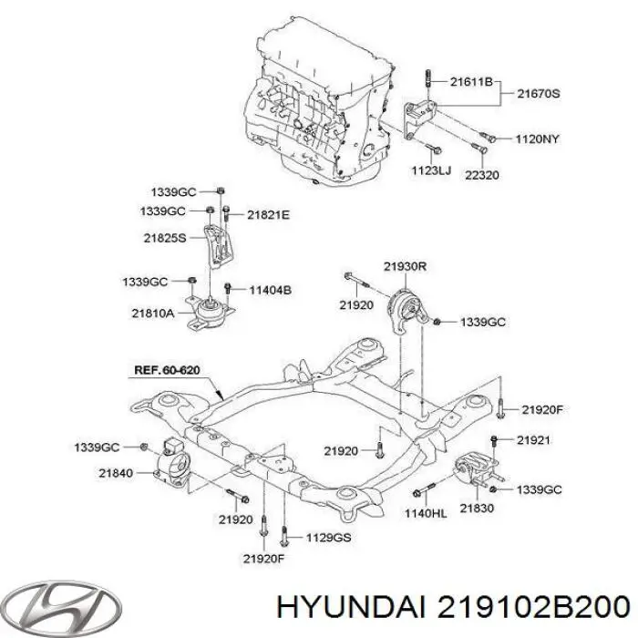 Передняя опора двигателя 219102B200 Hyundai/Kia