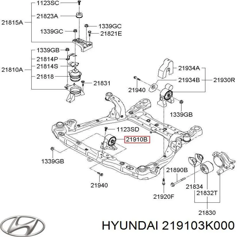 219103K000 Hyundai/Kia coxim (suporte dianteiro de motor)
