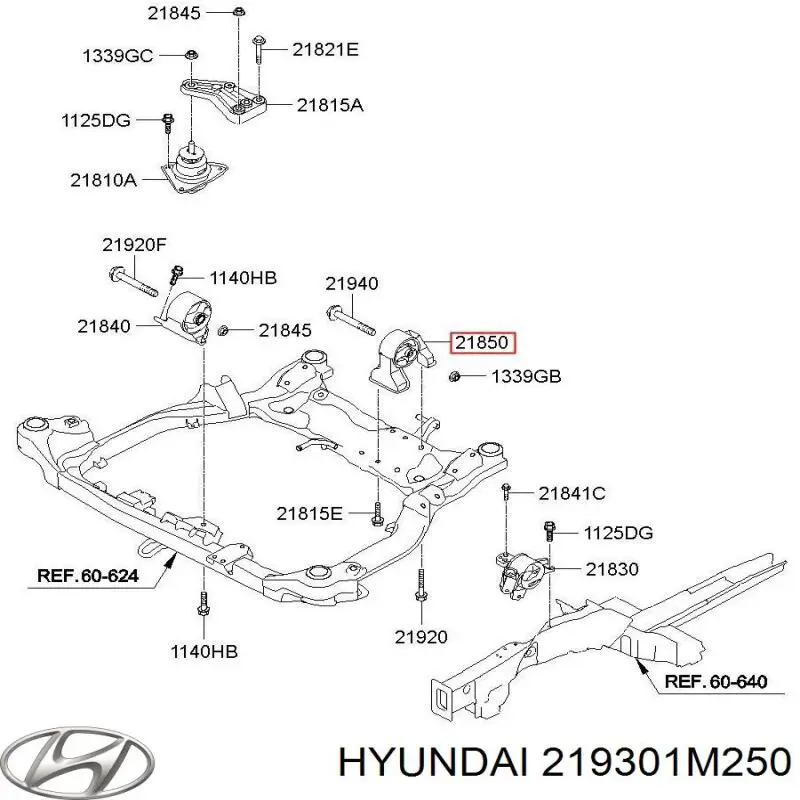 219301M250 Hyundai/Kia Задняя подушка двигателя