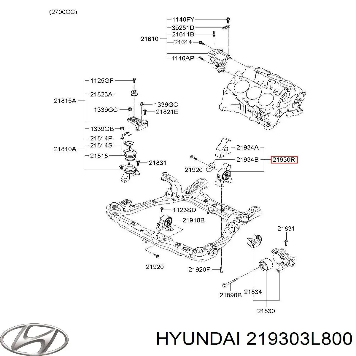 Купить 219303L800 Hyundai/Kia Гидроопора двигателя задняя