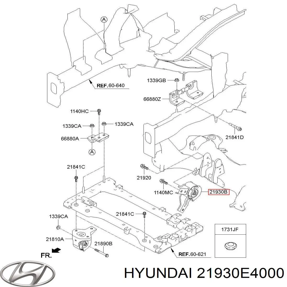 21930E4000 Hyundai/Kia Задняя подушка двигателя