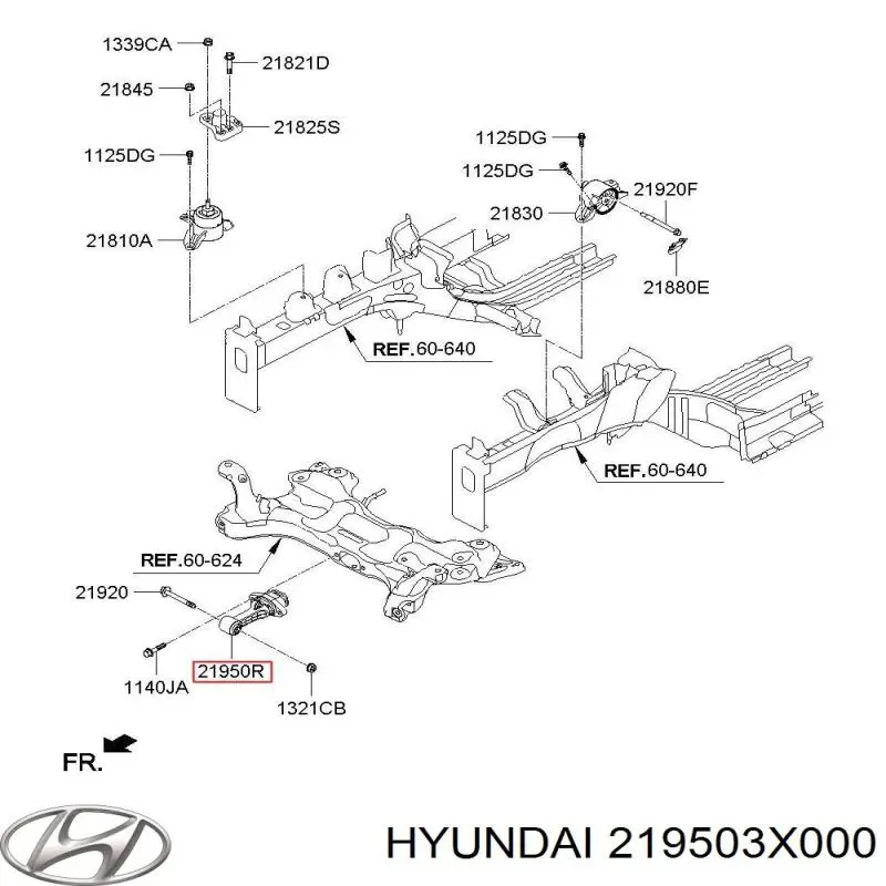 Нижняя подушка двигателя Hyundai/Kia 219503X000