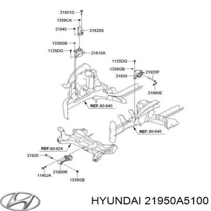 21950A5100 Hyundai/Kia подушка (опора двигателя передняя)