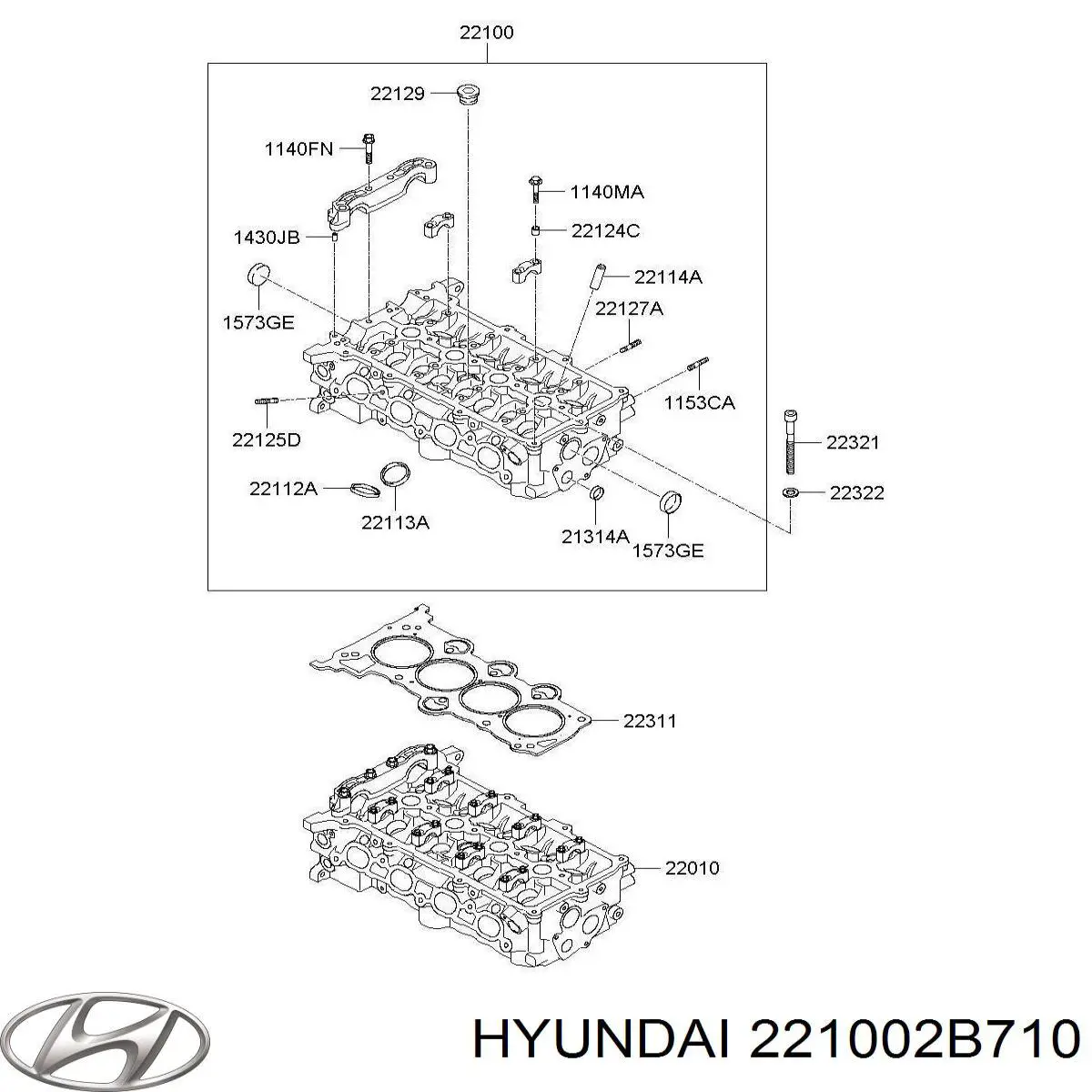 221002B710 Hyundai/Kia cabeça de motor (cbc)