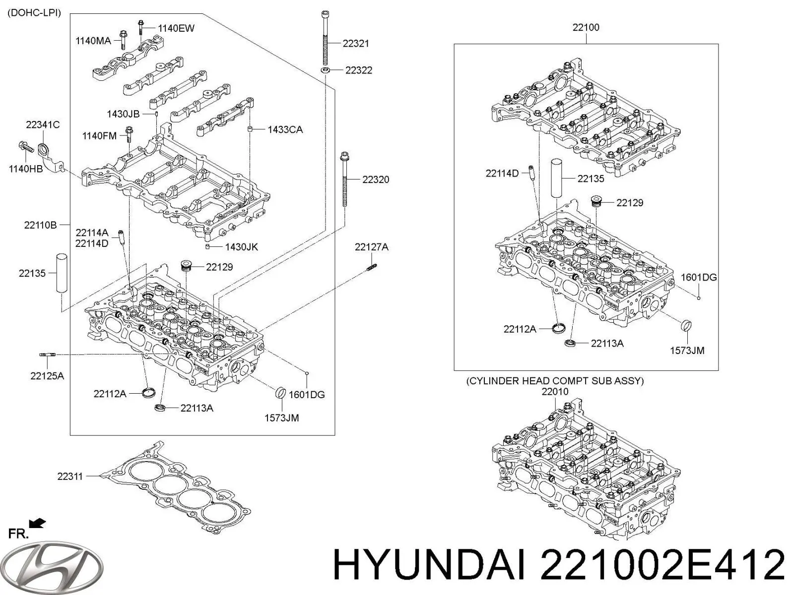 Головка двигателя Hyundai/Kia 221002E412 цена, от 385.16 USD