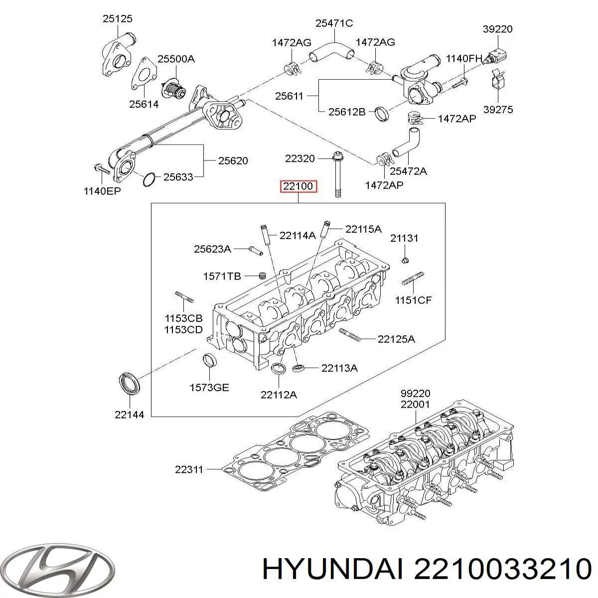 2210033210 Hyundai/Kia головка блока цилиндров (гбц)