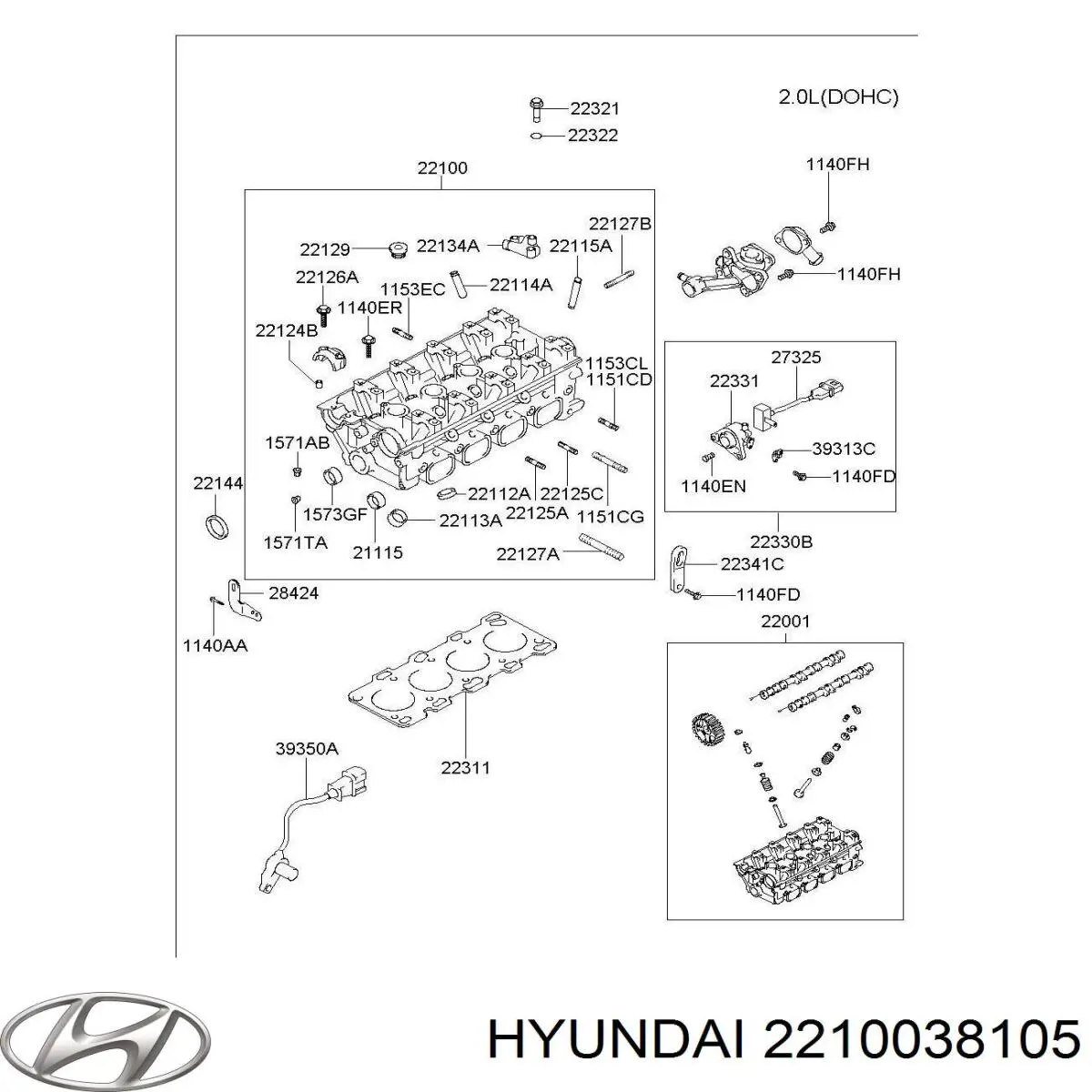 2210038105 Hyundai/Kia головка блока цилиндров (гбц)