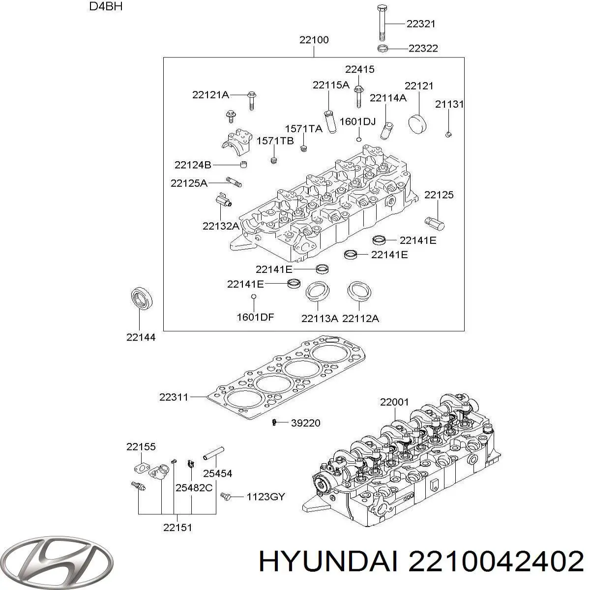 2210042402 Hyundai/Kia головка блока цилиндров (гбц)