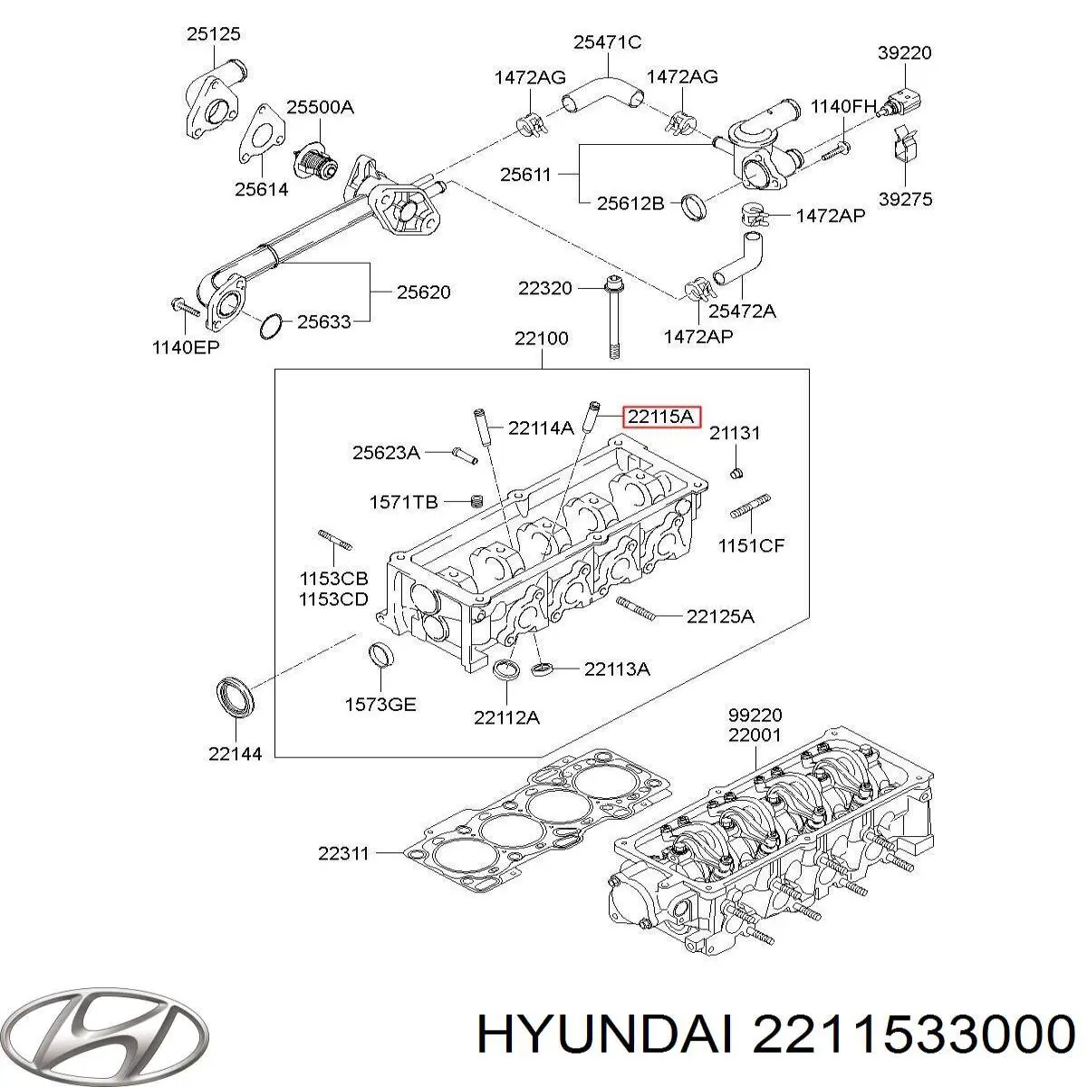 Купить 2211533000 Hyundai/Kia Направляющая клапана выпускного
