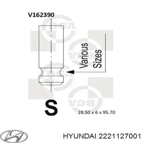 2221127001 Hyundai/Kia клапан впускной
