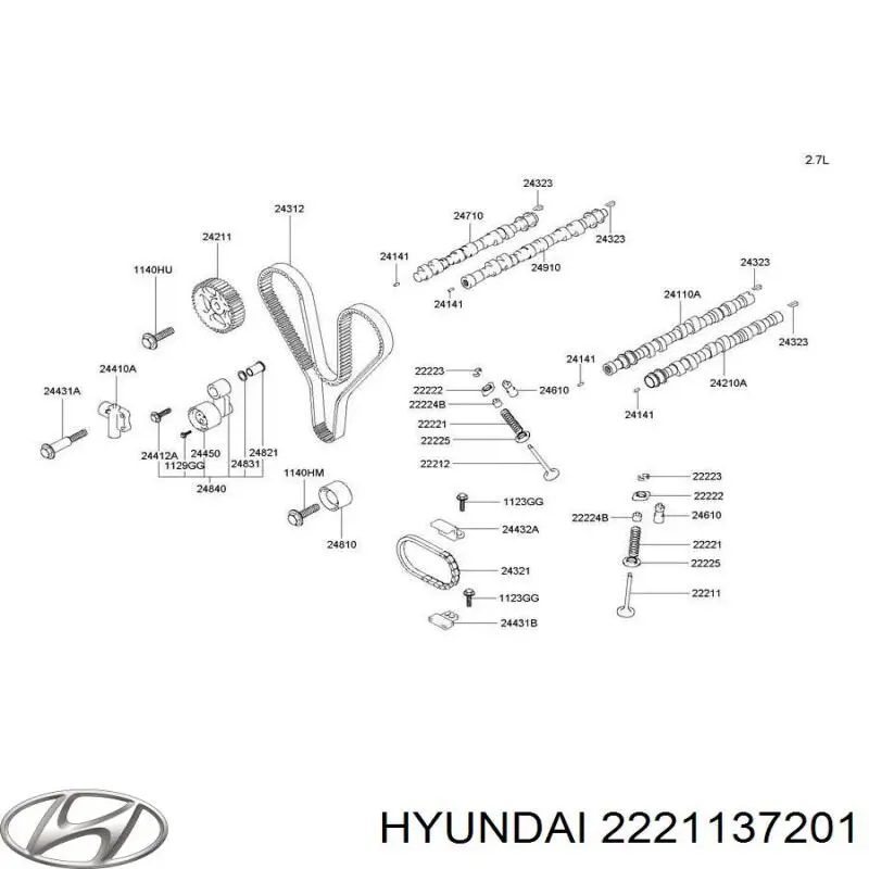 Клапан впускной Hyundai/Kia 2221137201 цена, от 5.22 USD