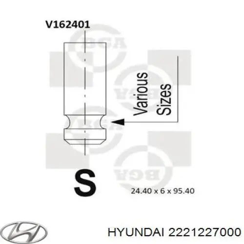 2221227000 Hyundai/Kia клапан выпускной