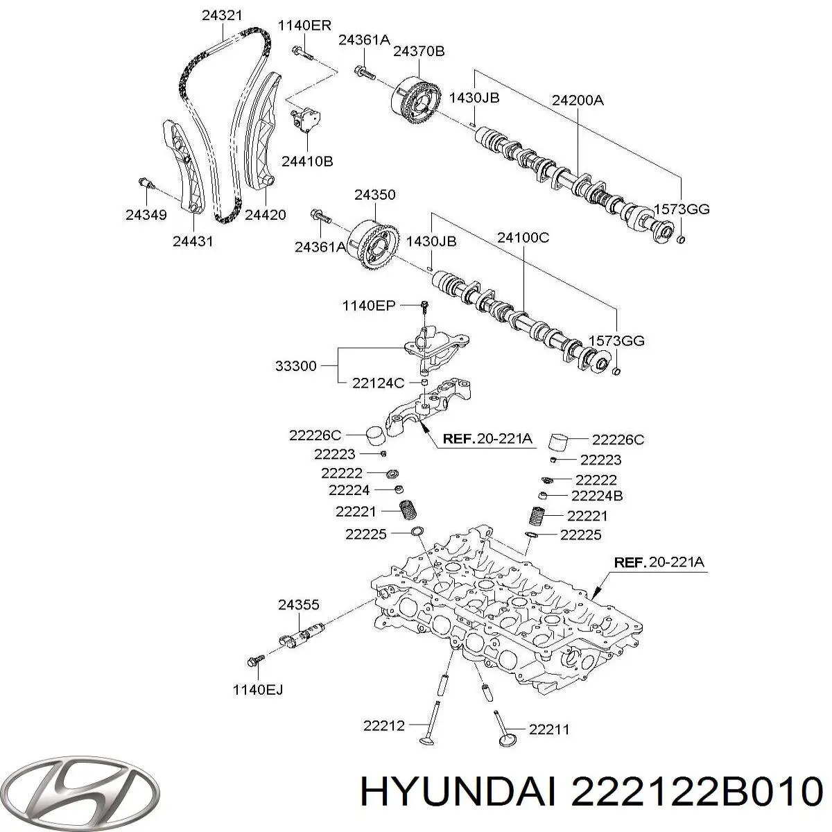222122B010 Hyundai/Kia клапан выпускной