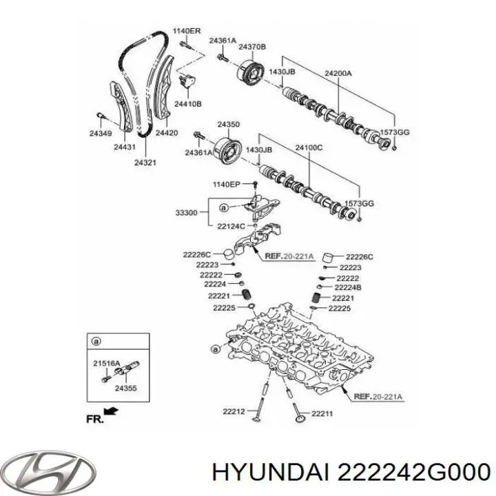 222242G000 Hyundai/Kia bucim de válvula (coletor de óleo, admissão/escape)