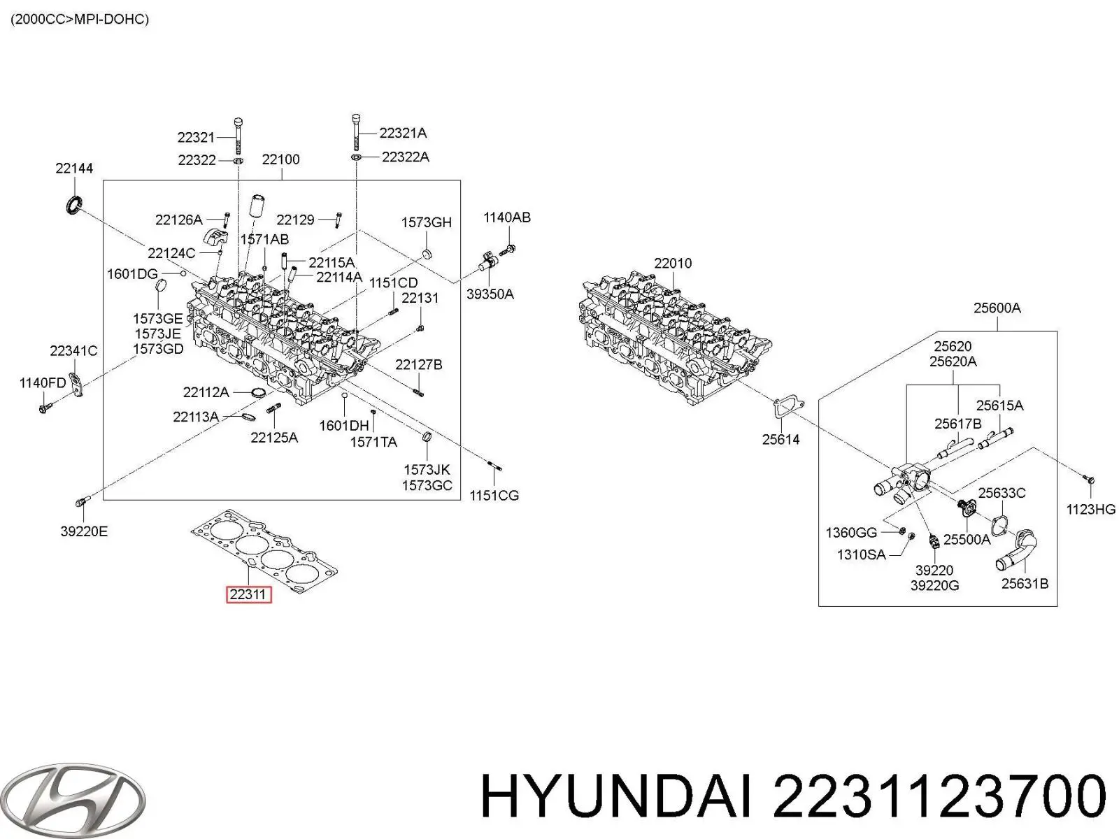 Compre 2231123700 Hyundai/Kia Vedante de cabeça de motor (CBC)
