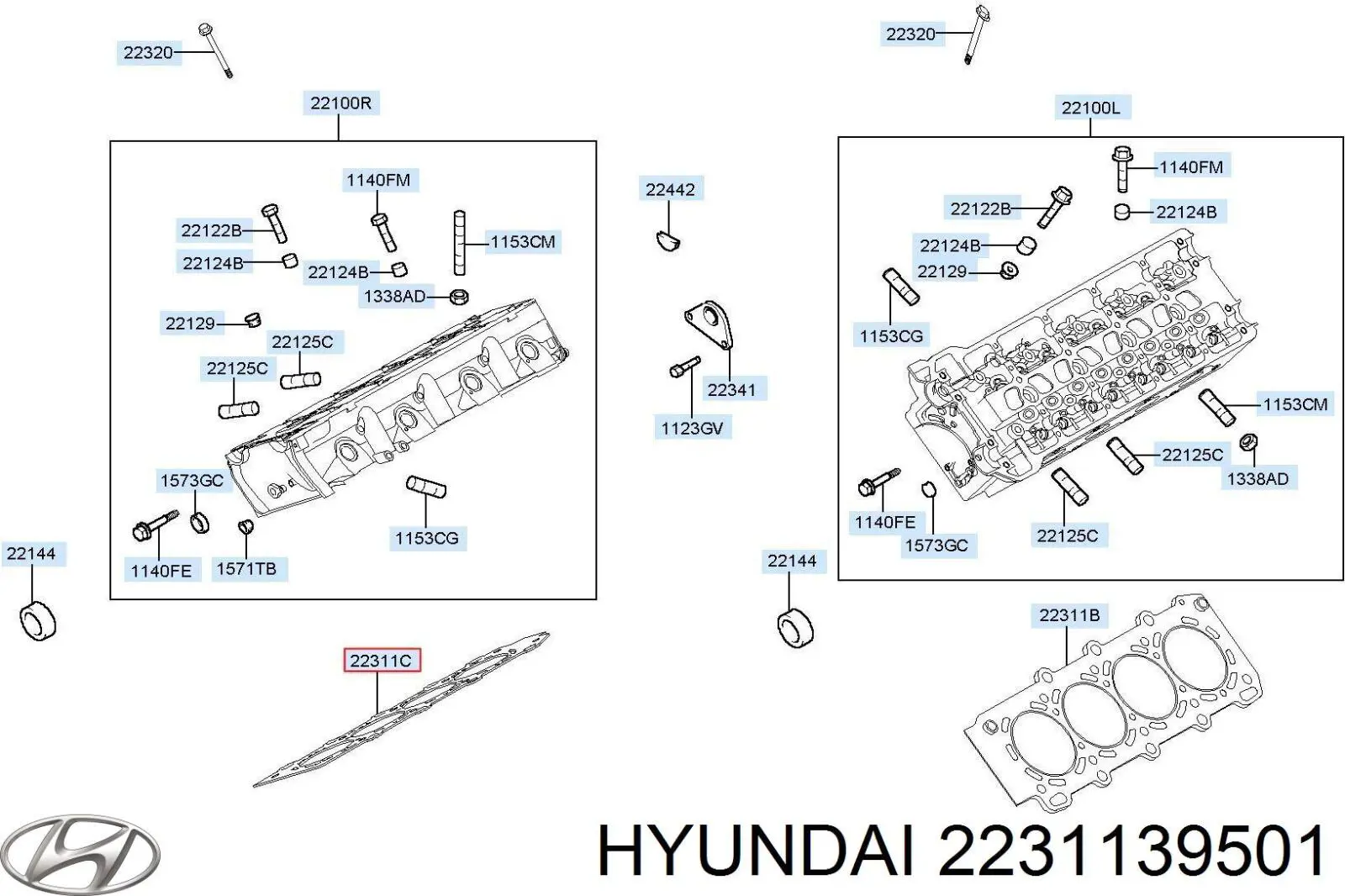 Прокладка ГБЦ правая Hyundai/Kia 2231139501