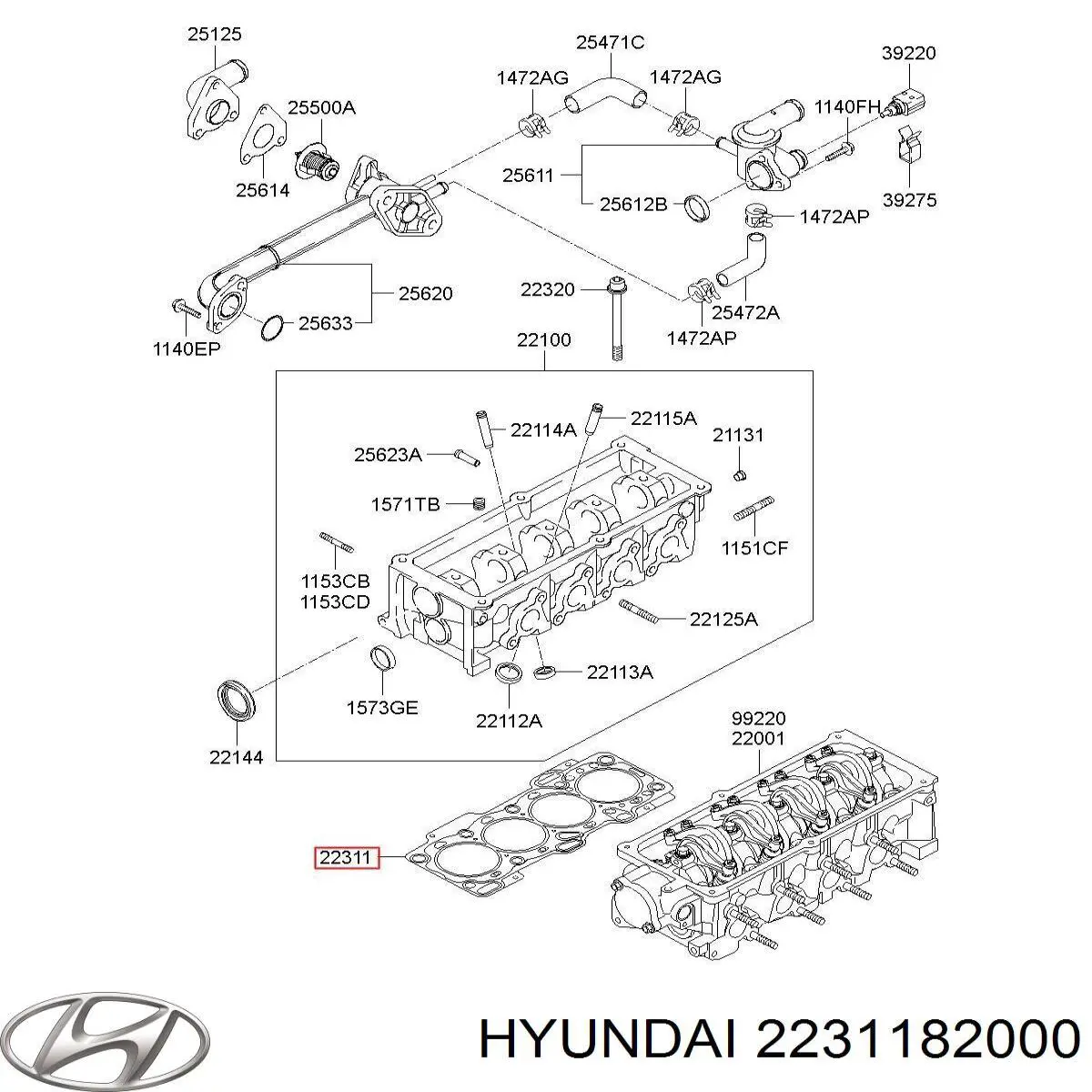 Прокладка ГБЦ 2231182000 Hyundai/Kia