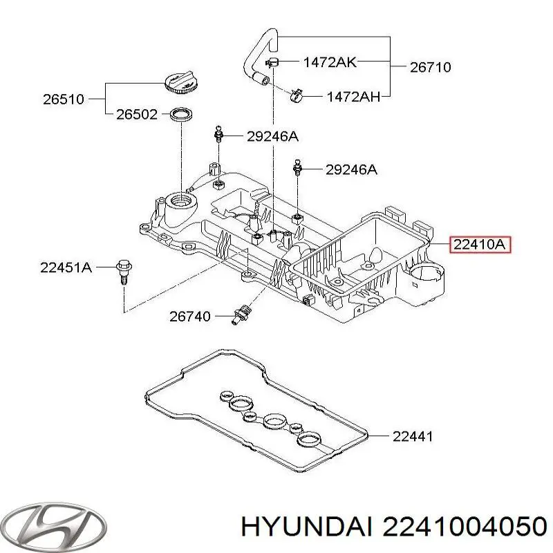 2241004050 Hyundai/Kia клапанная крышка