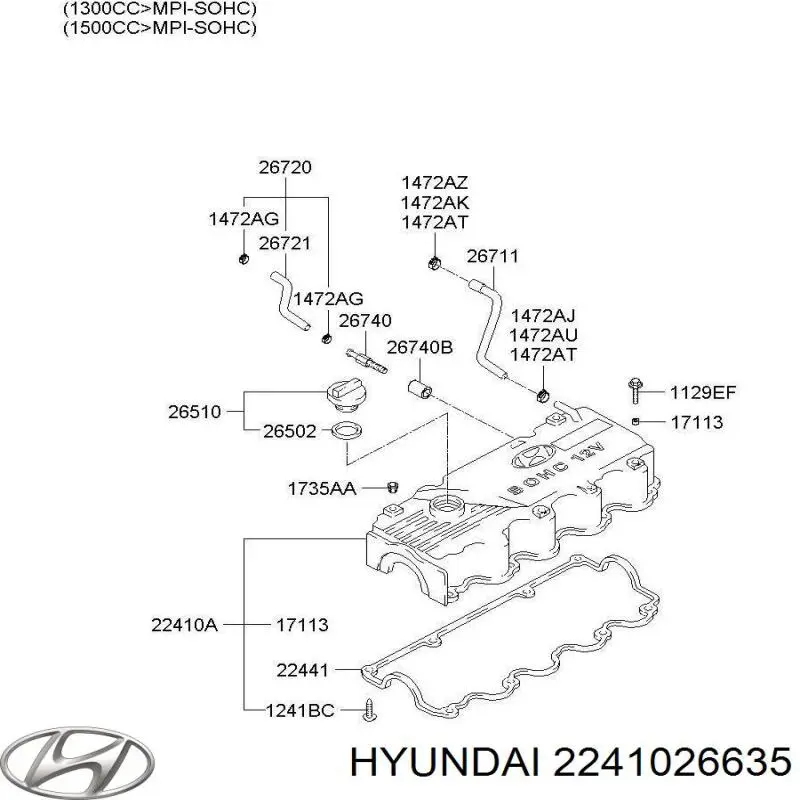 2241026635 Hyundai/Kia клапанная крышка