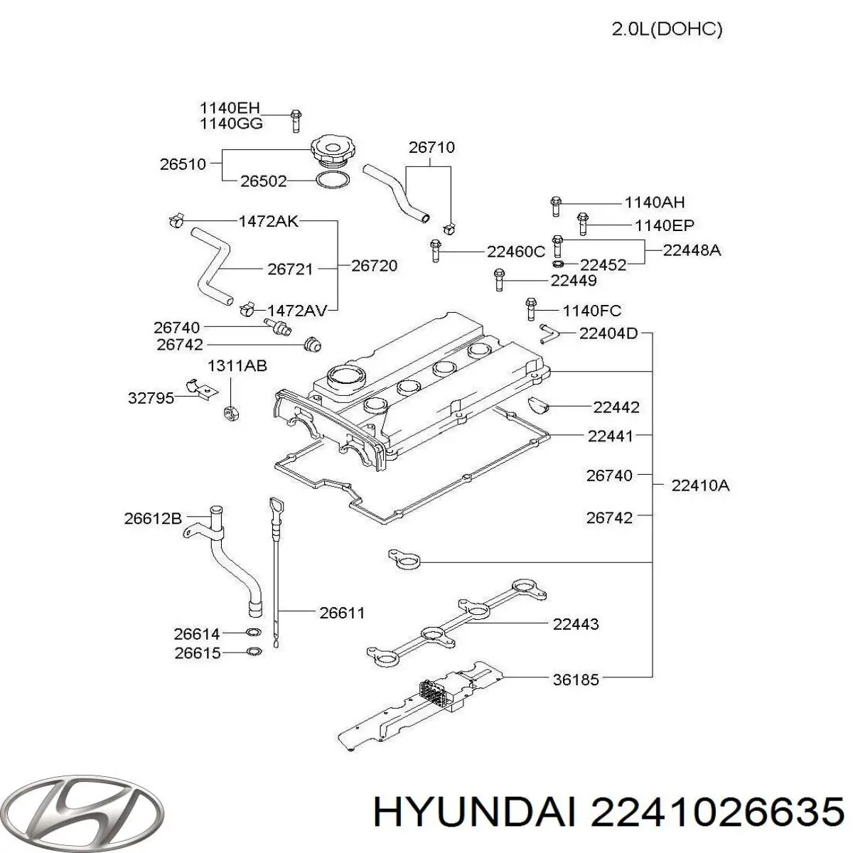 Купить 2241026615 Hyundai/Kia Клапанная крышка
