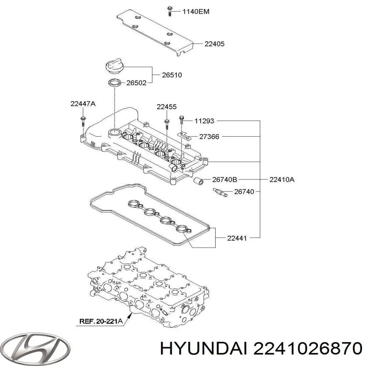 2241026870 Hyundai/Kia Крышка двигателя
