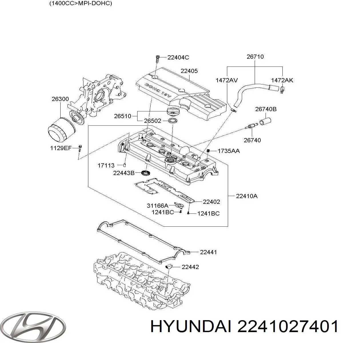 Купить 2241027400 Hyundai/Kia Клапанная крышка