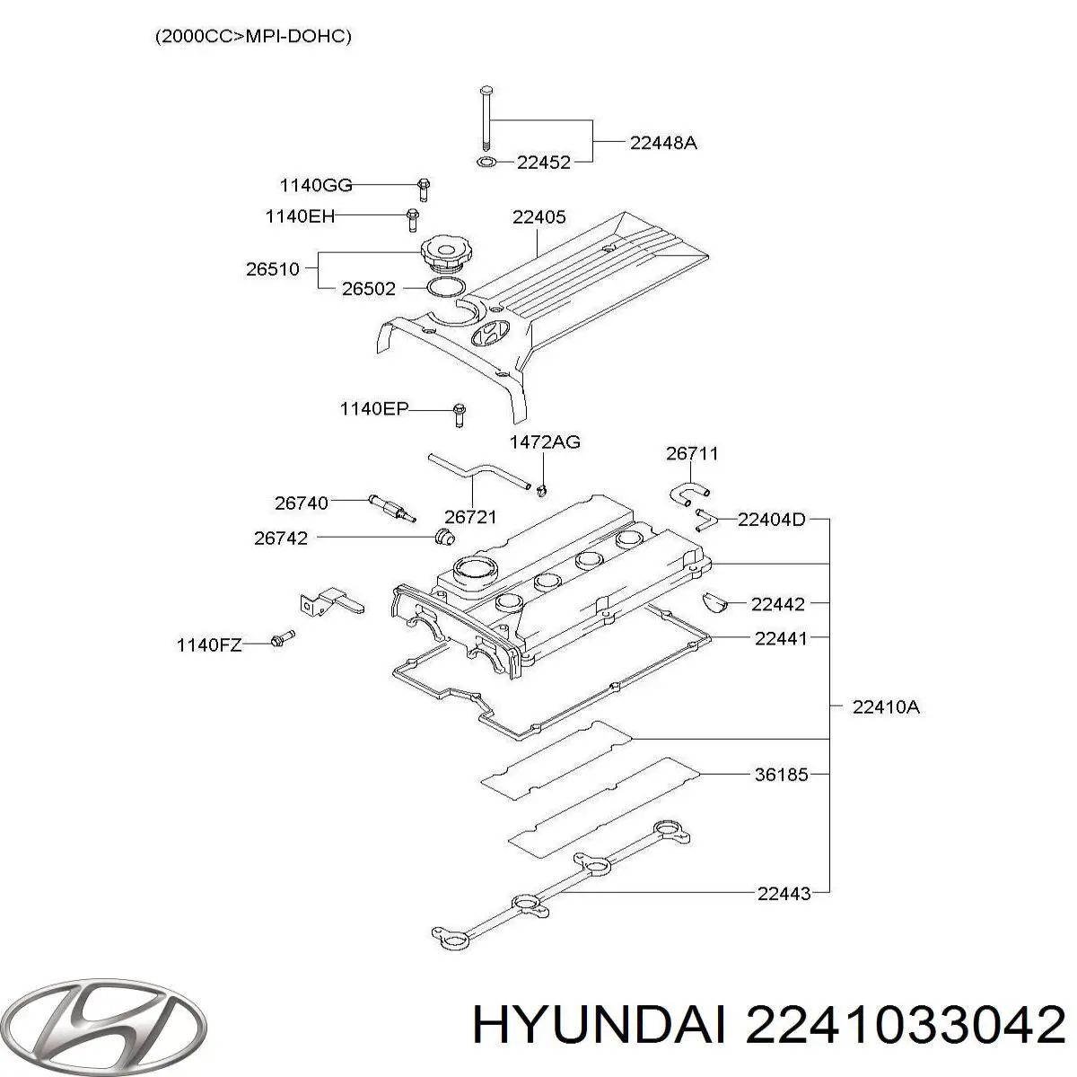 Купить 2241033041 Hyundai/Kia Клапанная крышка