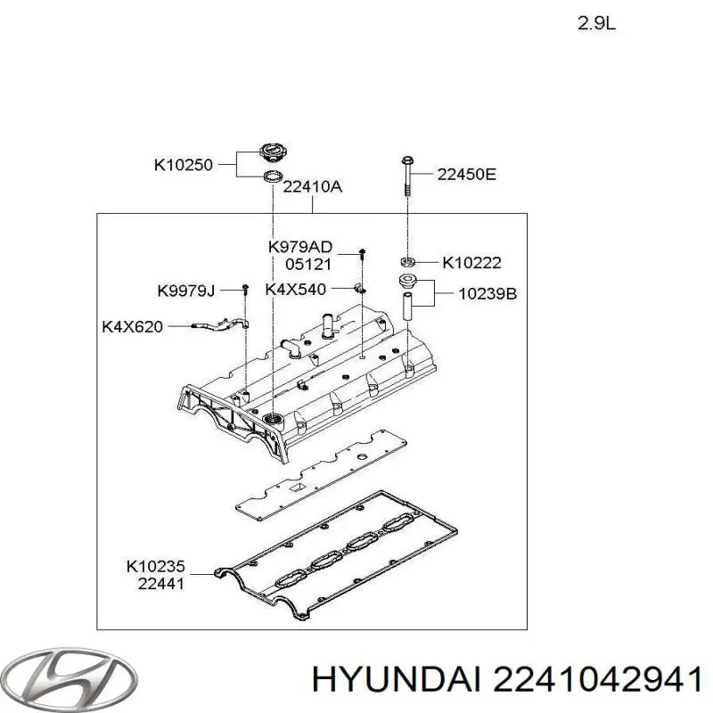 Крышка клапанная Hyundai/Kia 2241042941 цена, от 45.15 USD