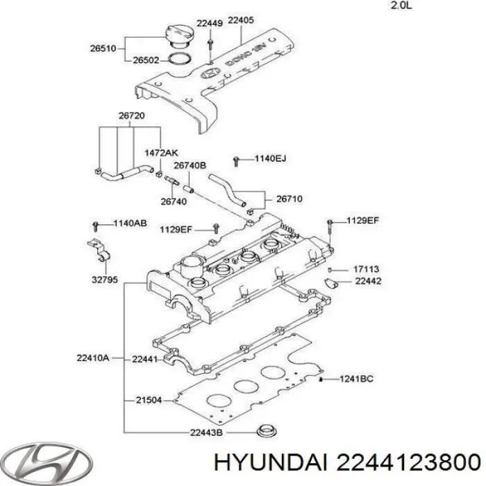 Купить 2244123800 Hyundai/Kia Прокладка клапанной крышки двигателя
