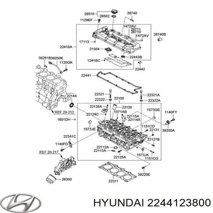 Прокладка крышки двигателя Hyundai/Kia 2244123800 цена, от 10.97 USD