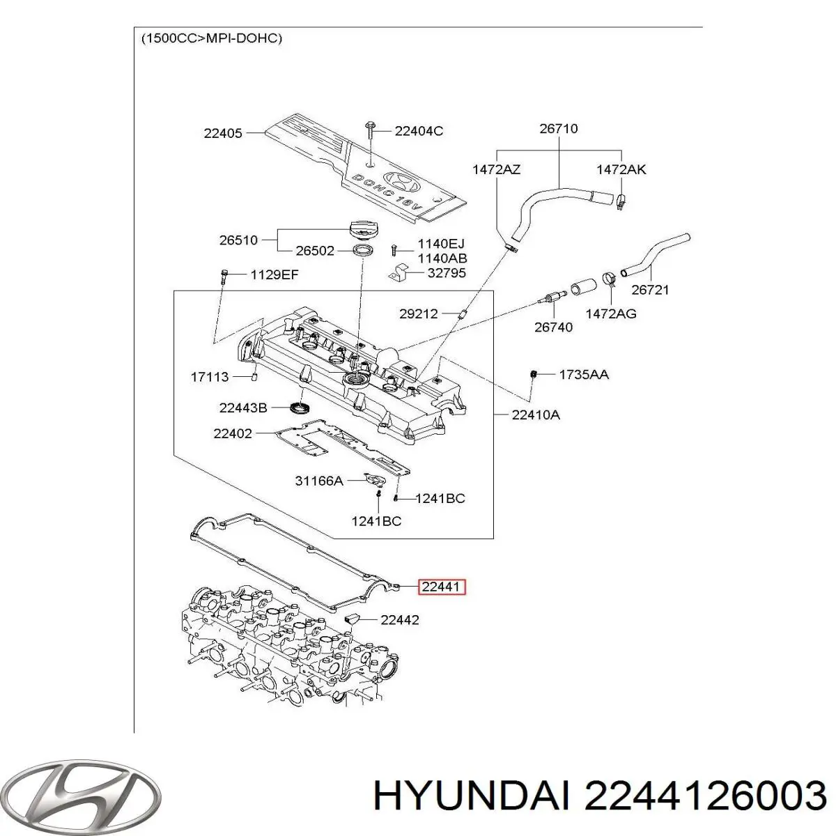 Купить 2244126003 Hyundai/Kia Комплект прокладок крышки клапанов