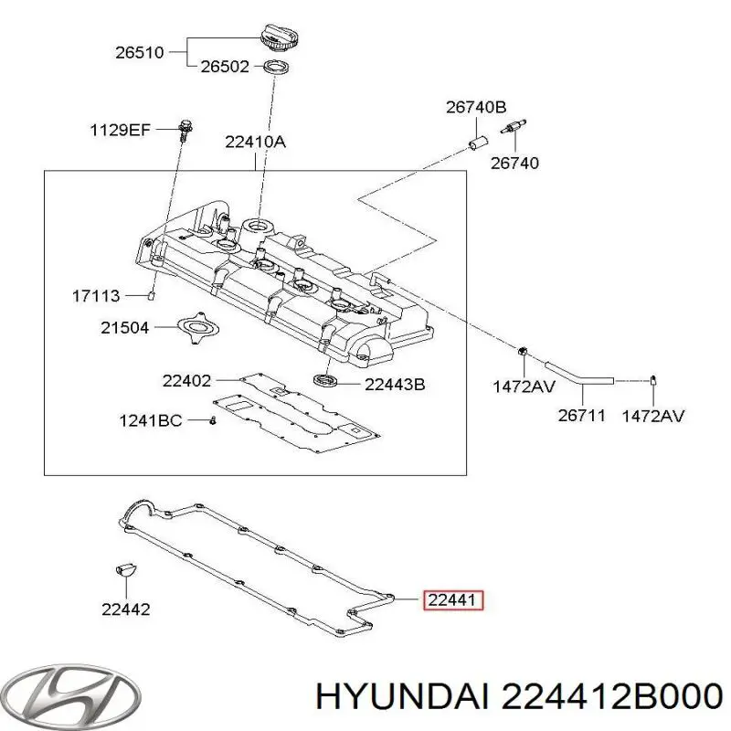 Комплект прокладок крышки клапанов 224412B000 Hyundai/Kia