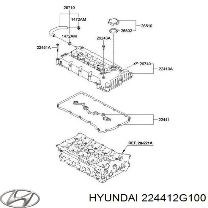 Vedante de tampa de válvulas de motor Hyundai/Kia 224412G100 preço, a partir de 9,10 USD