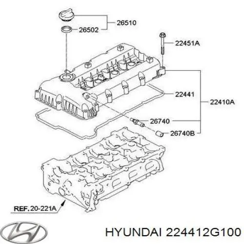 224412G100 Hyundai/Kia Vedante de tampa de válvulas de motor