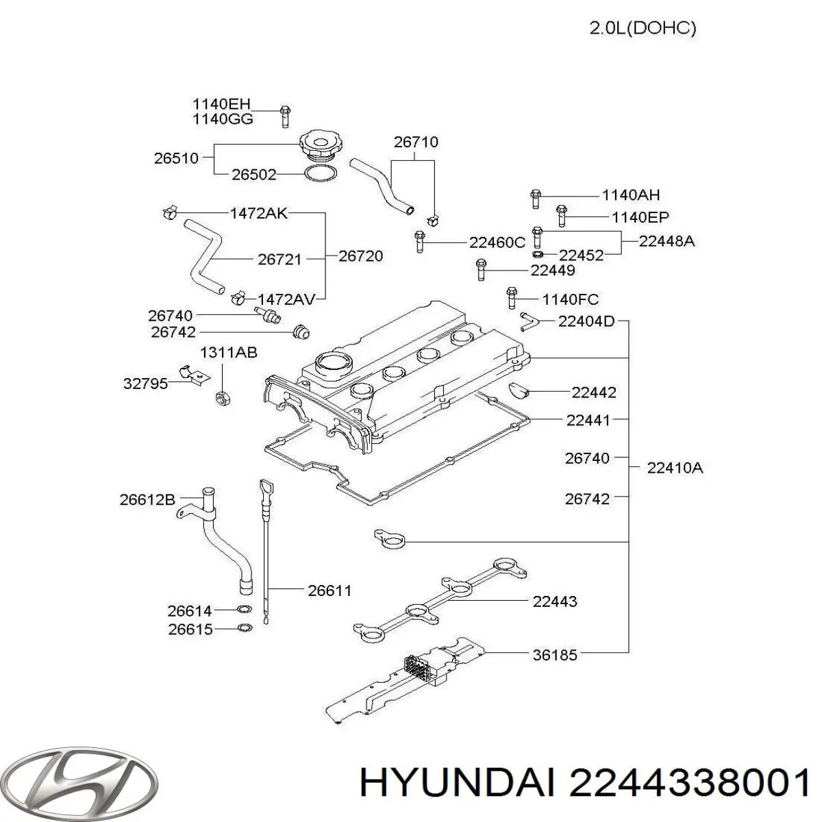 2244338001 Hyundai/Kia кольцо уплотнительное свечного колодца