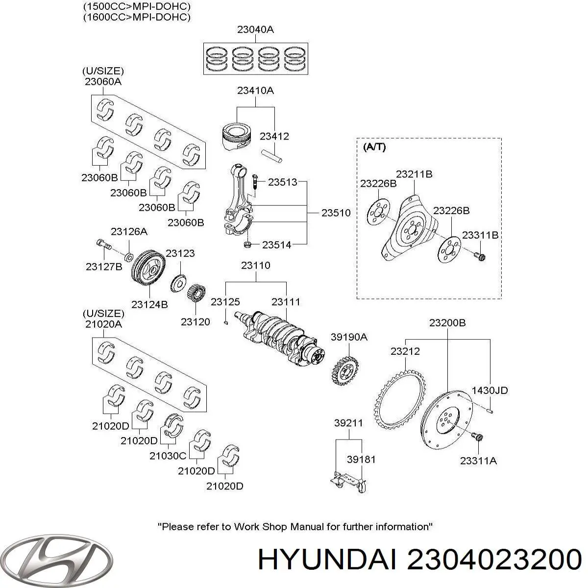 Кольца поршневые комплект, STD Hyundai/Kia 2304023200