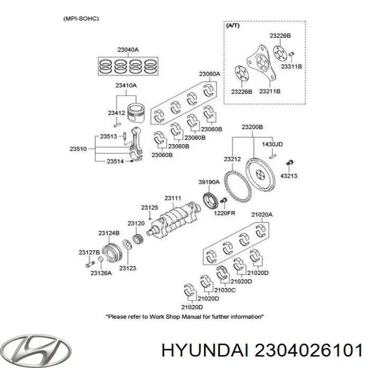 Кольца поршневые 2304026101 Hyundai/Kia