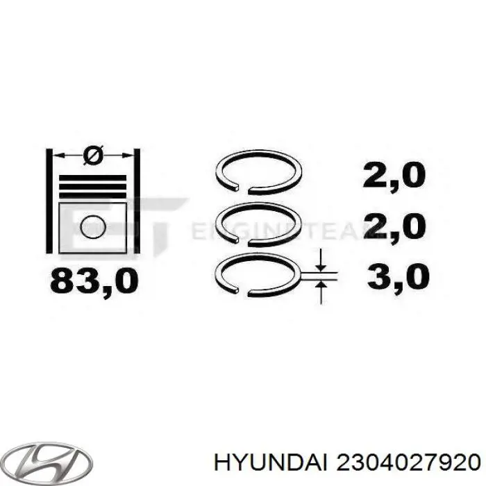 2304027920 Hyundai/Kia кольца поршневые комплект на мотор, std.