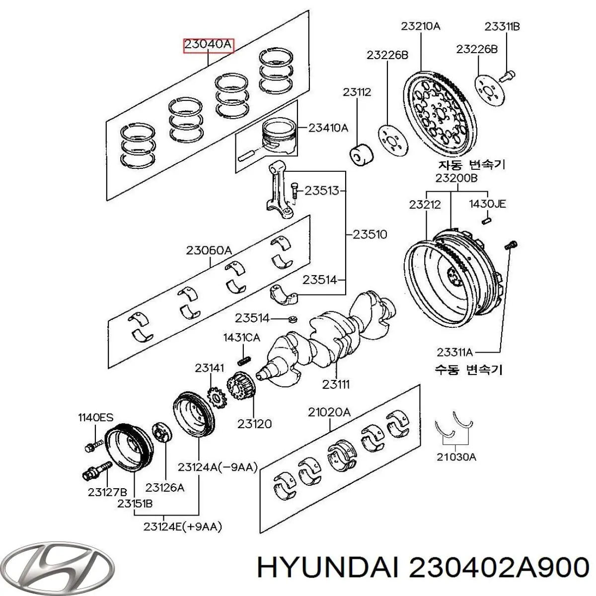 Купить HCIA097S Parts-Mall Стандартные поршневые кольца в комплекте