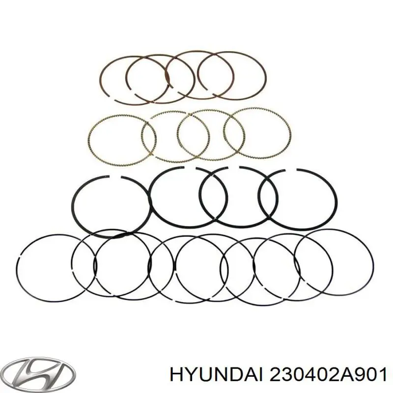 Кольца поршневые комплект на мотор, 1-й ремонт (+0,25) Hyundai/Kia 230402A901 цена, от 31.38 USD