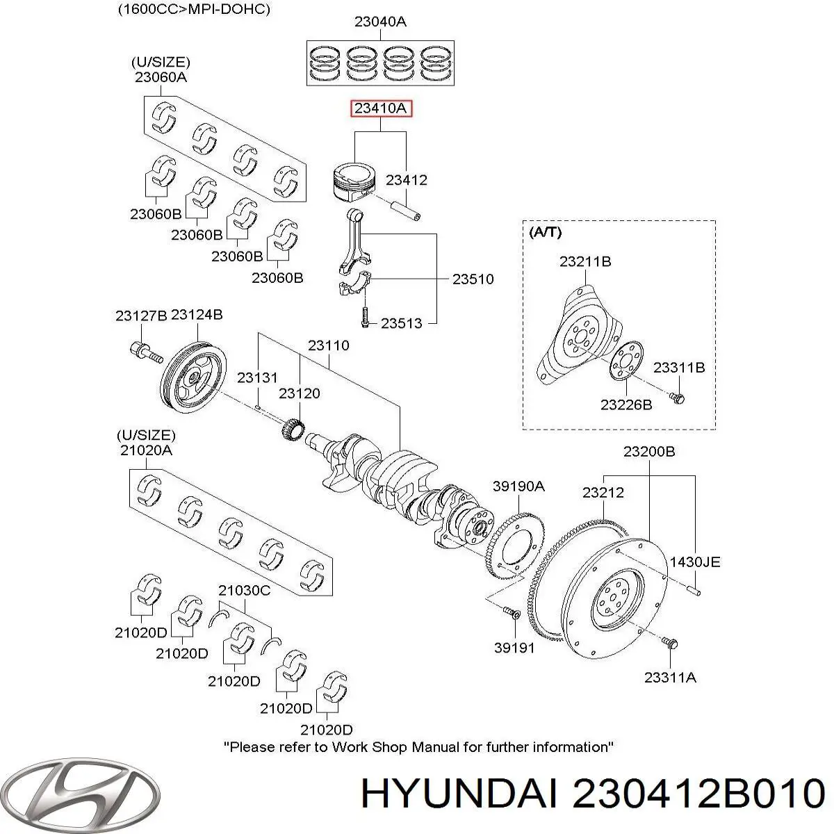 Поршень с пальцем без колец, 2-й ремонт (+0,50) на Hyundai SOLARIS SBR11