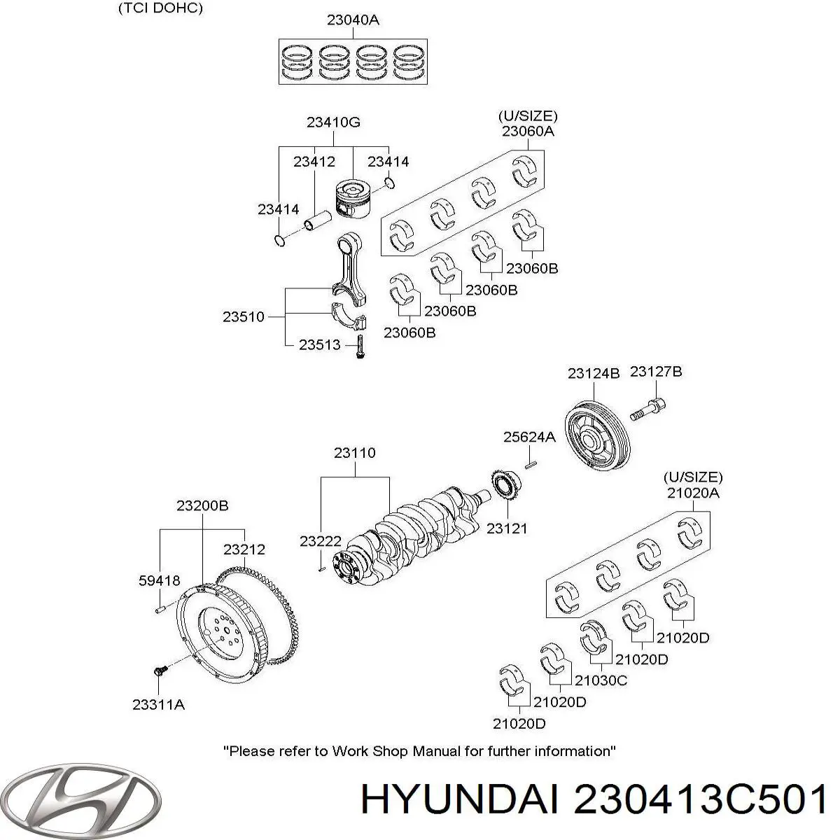 Купить 230413C500 Hyundai/Kia Поршень с пальцем без колец, стандарт