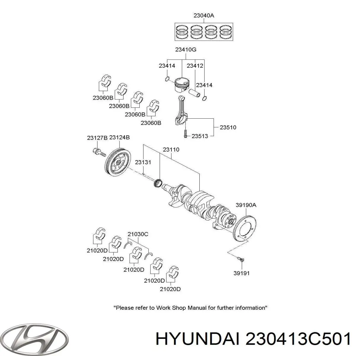 230413C500 Hyundai/Kia Поршень двигателя без колец