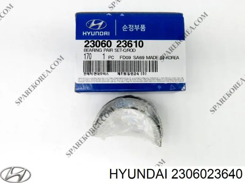 2306023640 Hyundai/Kia вкладыши коленвала шатунные, комплект, стандарт (std)