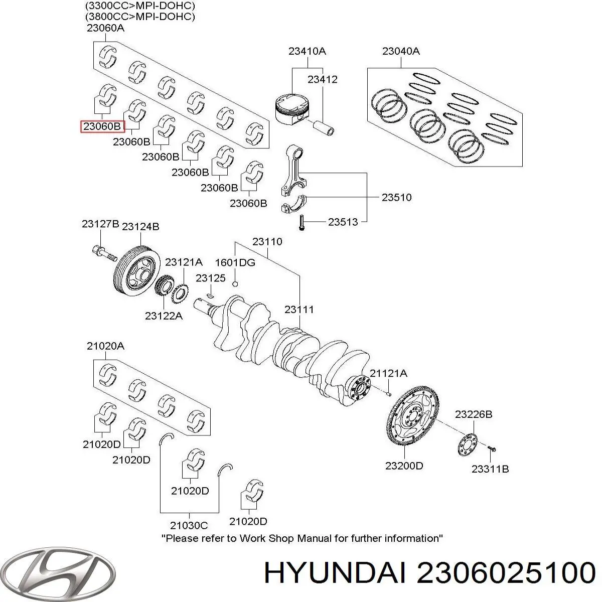 Вкладыши коленвала шатунные, комплект, стандарт (STD) на Hyundai Tucson TM