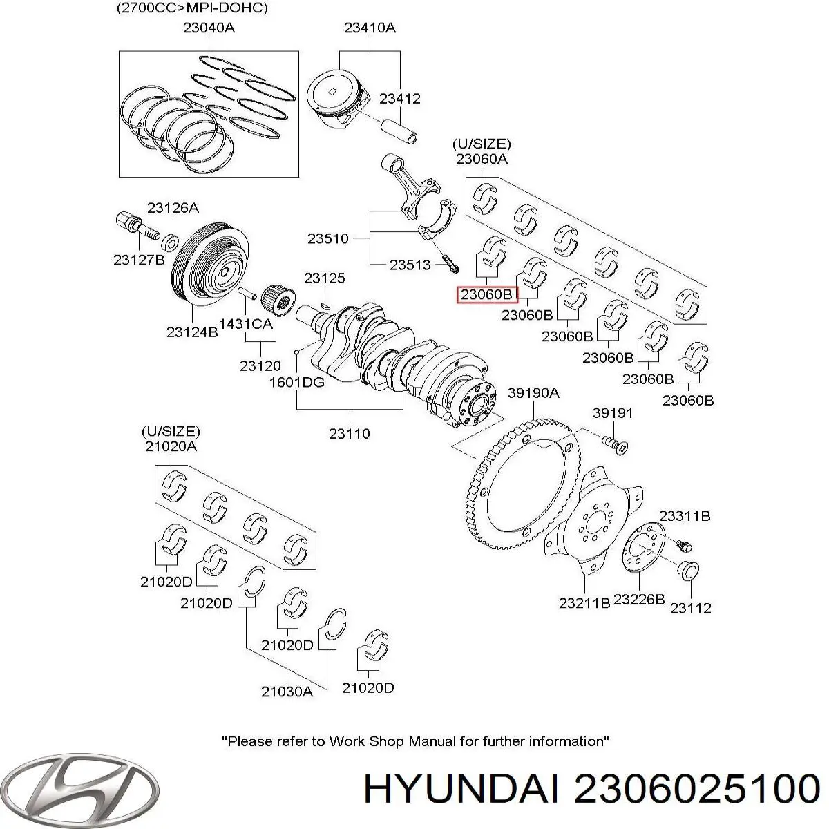 Шатунные вкладыши коленчатого вала Hyundai/Kia 2306025100 цена, от 3.61 USD