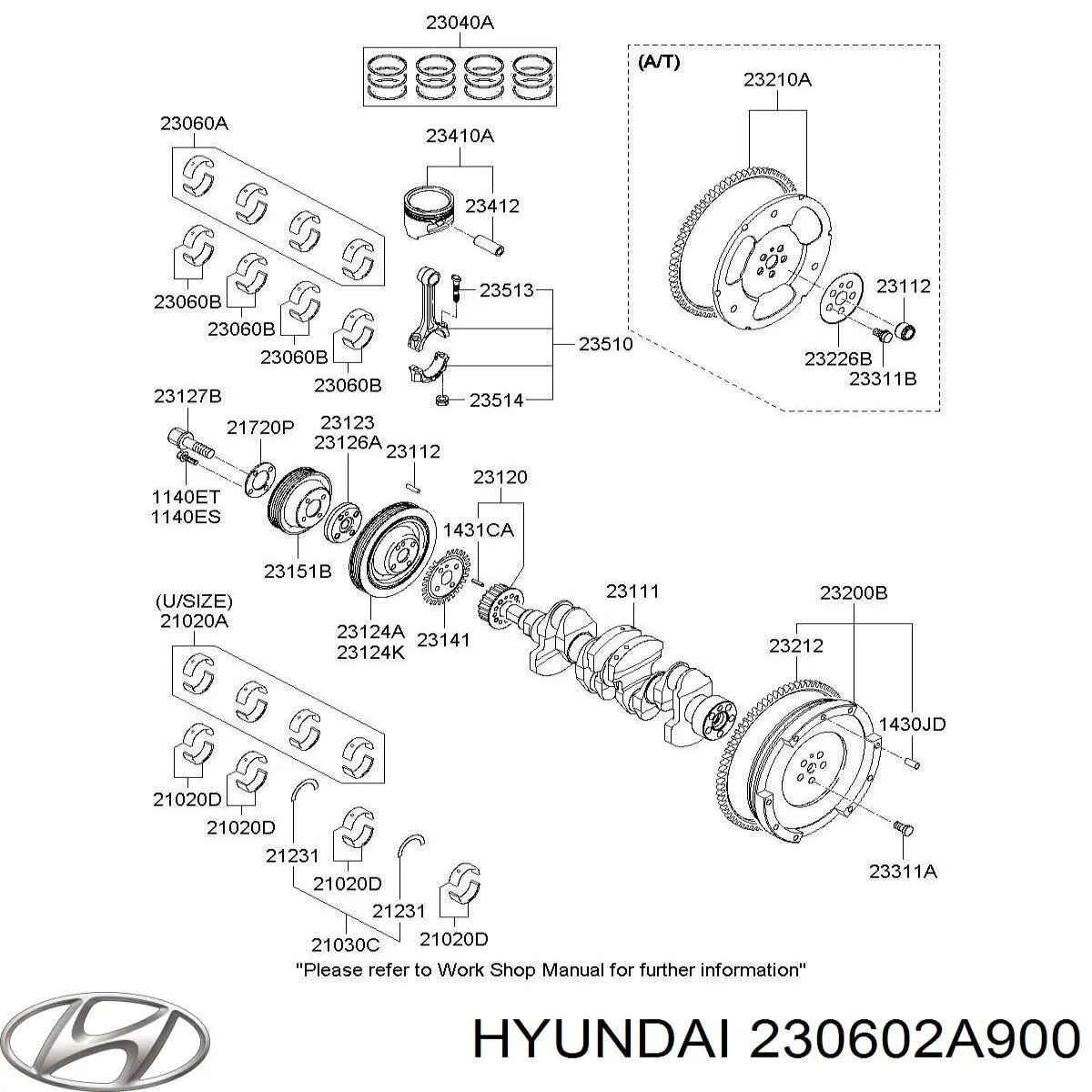 Шатунные вкладыши коленчатого вала Hyundai/Kia 230602A900 цена, от 18.85 USD