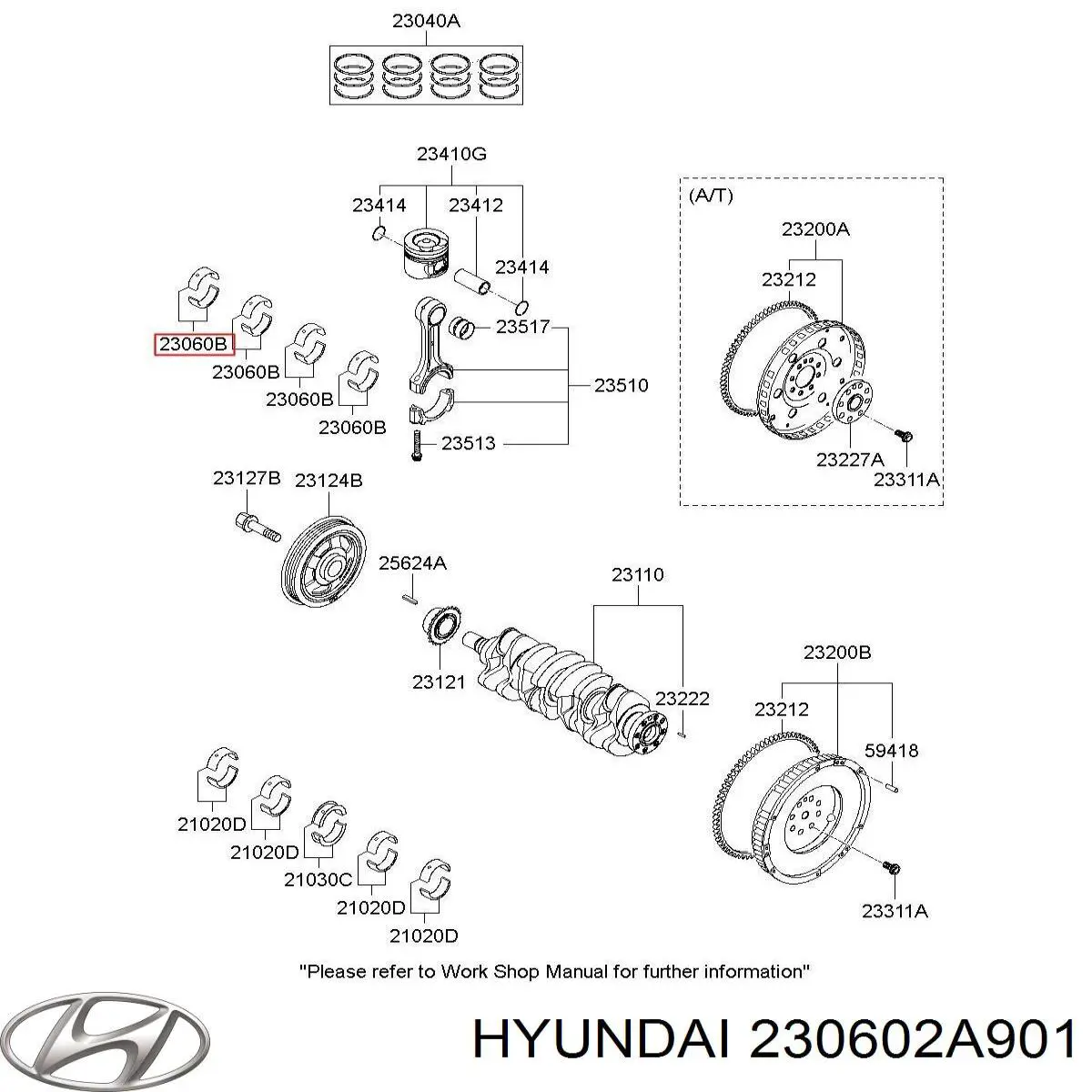 Вкладыши шатунные 230602A902 Hyundai/Kia